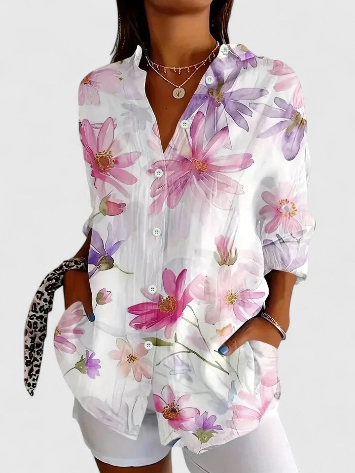 Leah | Sophisticated Blouse with Colorful Abstract Print
