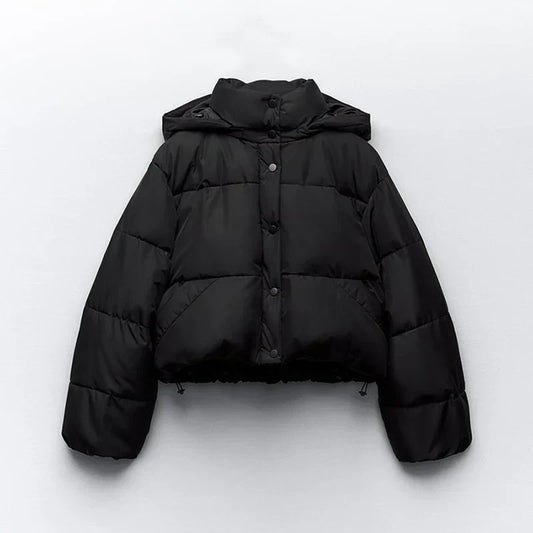 Shirley | Short Hooded Puffer Jacket with Snap Buttons