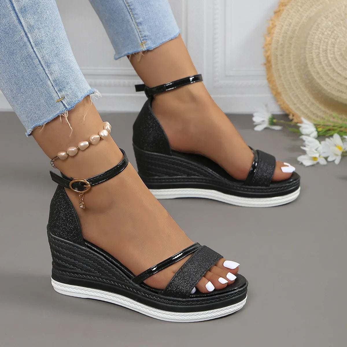Valencia | Women’s wedge platform sandals with ankle strap