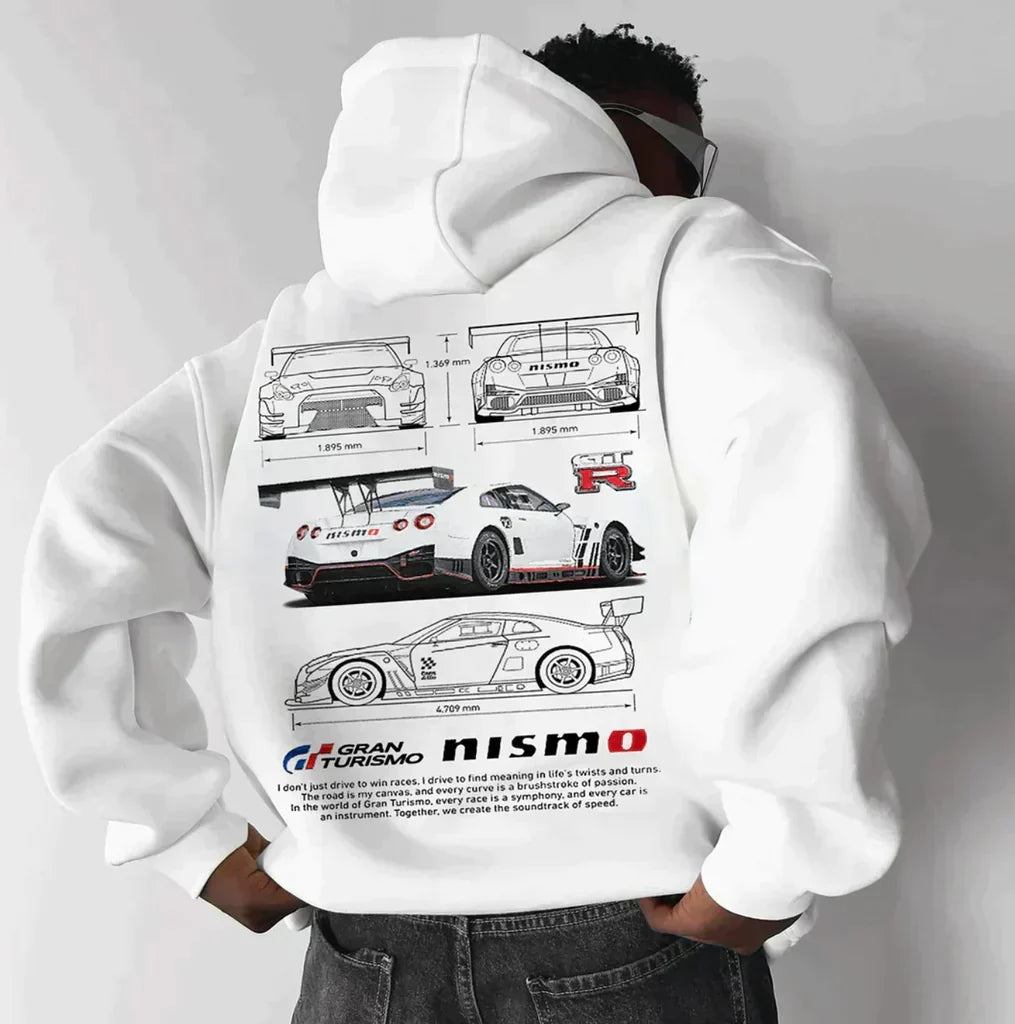 Ethan | Men's Oversized Racing Hoodie with Graphic Print