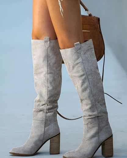 Kathleen | Knee-High Suede Boots with Block Heel