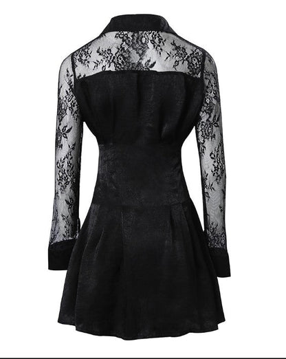 Mariel | Women shirt dress with lace detail and long sleeves