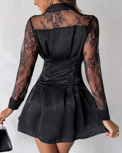 Mariel | Women shirt dress with lace detail and long sleeves