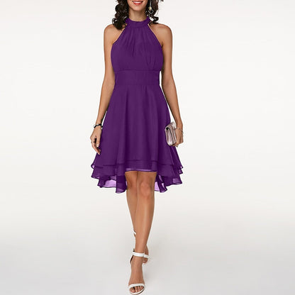 Elmira | Chic dress with halter neckline and layered skirt