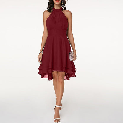 Elmira | Chic dress with halter neckline and layered skirt