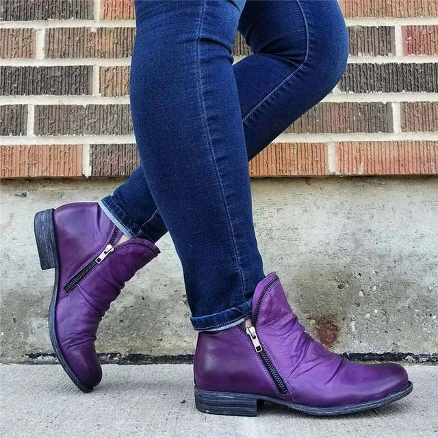 Carol | Women's Side Zip Ankle Boots with Ruched Detail