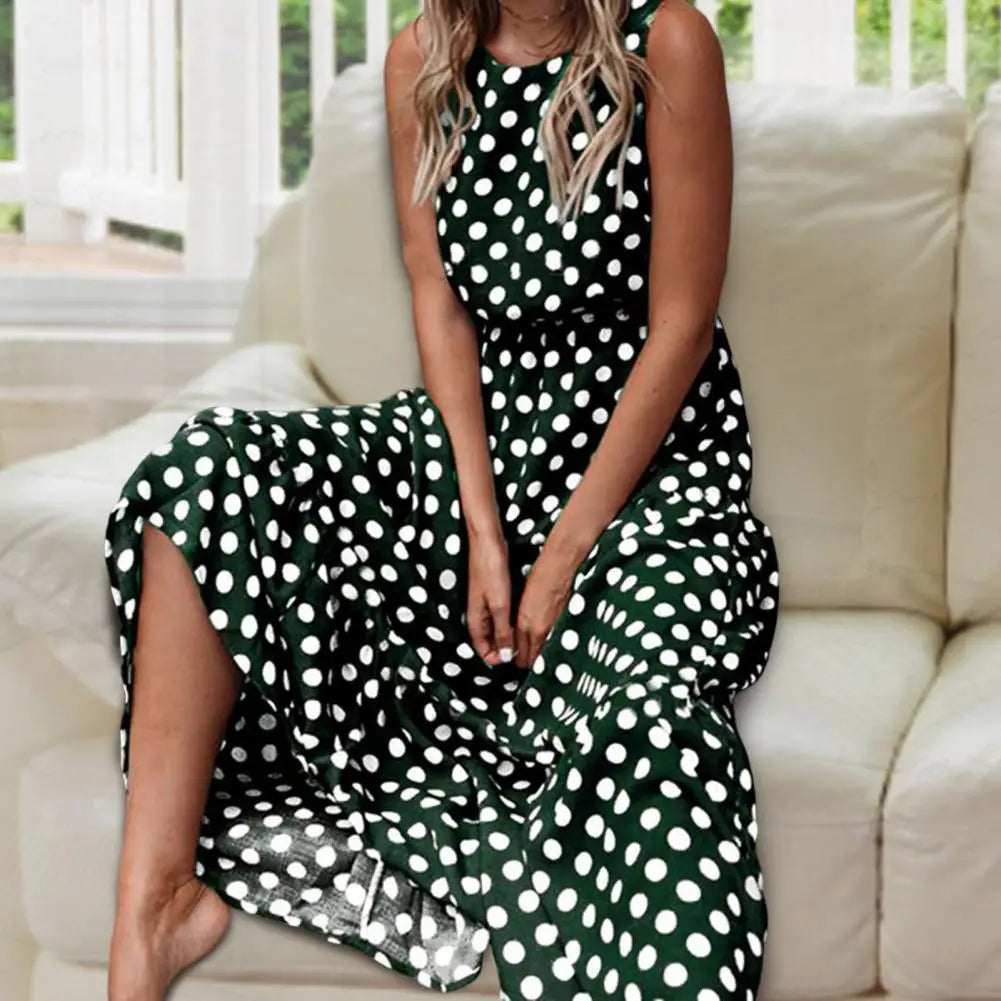 Perla | Women’s Modern Sleeveless Maxi Dress with Flowing Skirt
