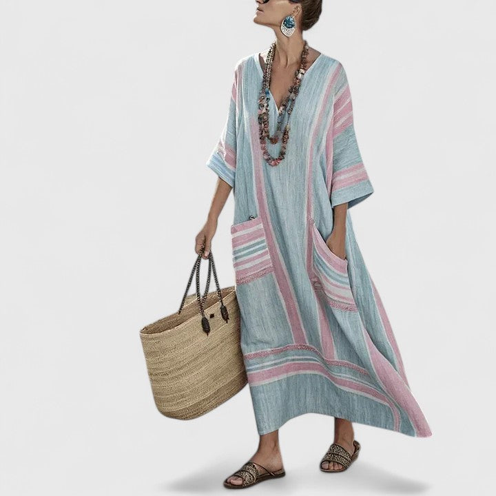 Meadow | Women’s Midi Dress with V-Neck | Pockets
