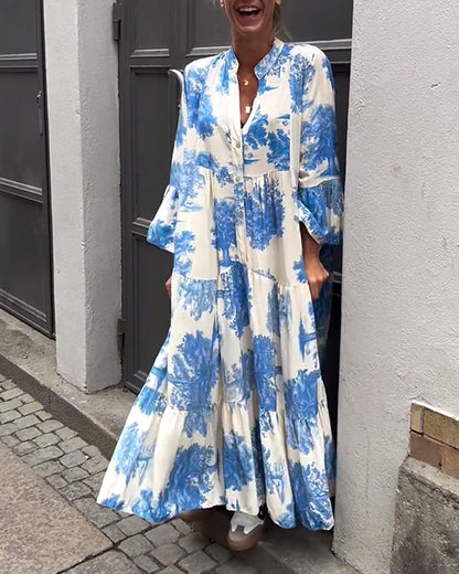 Octavia | Stylish printed maxi dress with ruffle sleeves