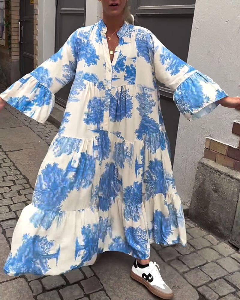Octavia | Stylish printed maxi dress with ruffle sleeves