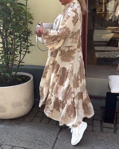 Octavia | Stylish printed maxi dress with ruffle sleeves