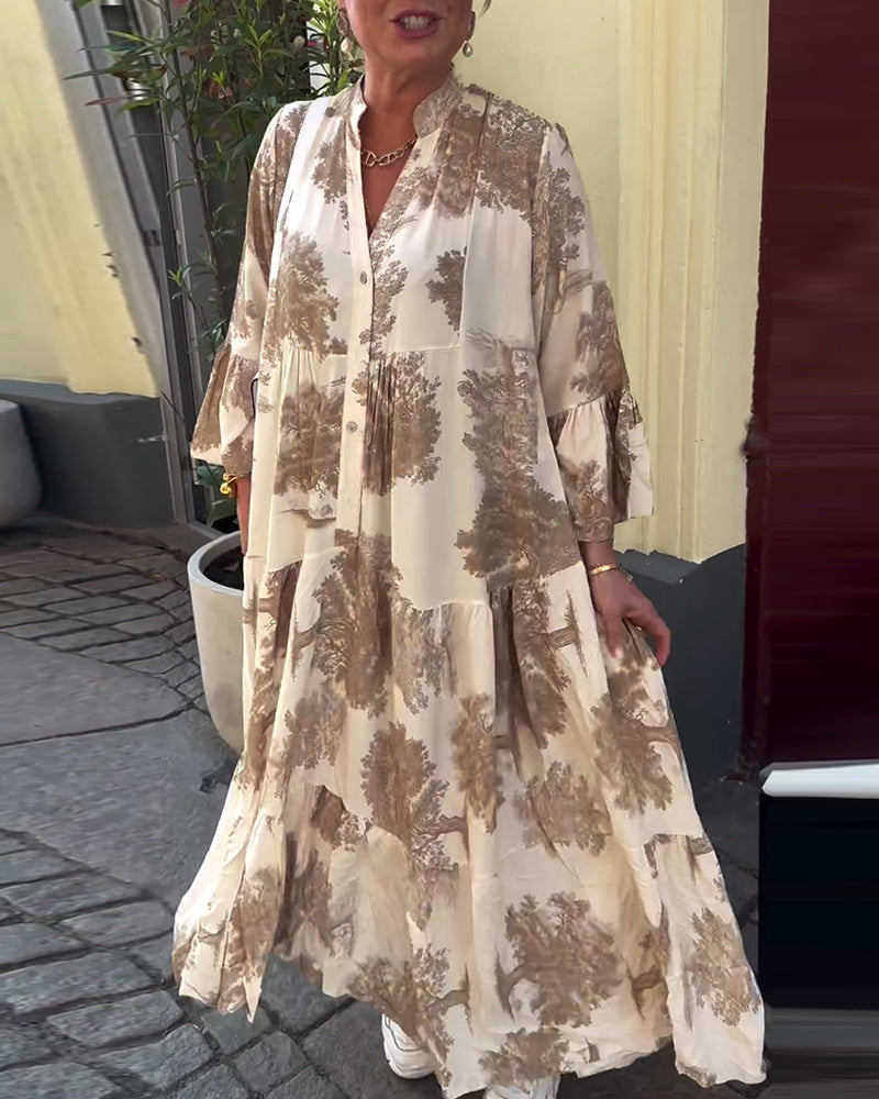 Octavia | Stylish printed maxi dress with ruffle sleeves