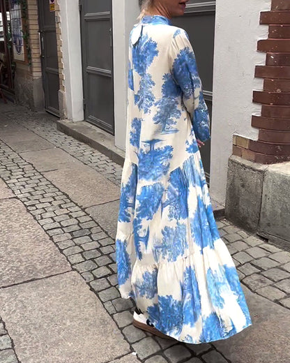 Octavia | Stylish printed maxi dress with ruffle sleeves