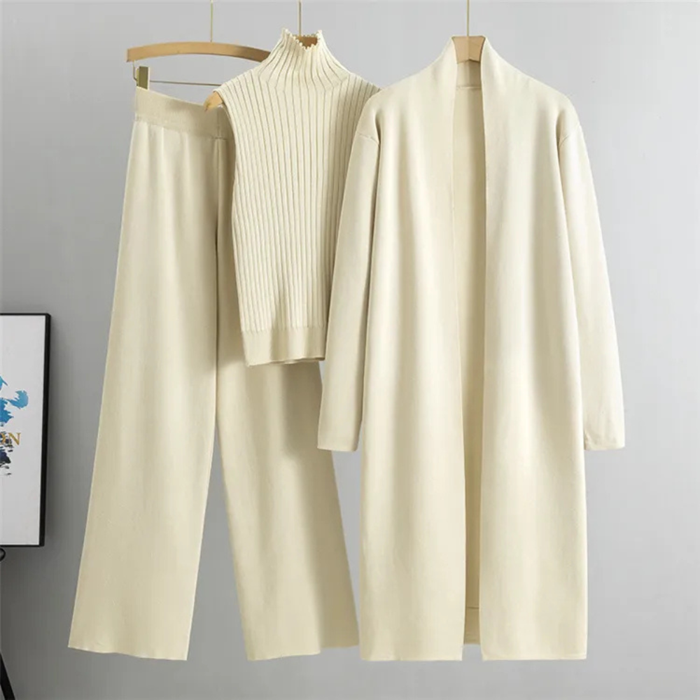 Claire | Women's Three-Piece Set with Wide-Leg Pants and Top
