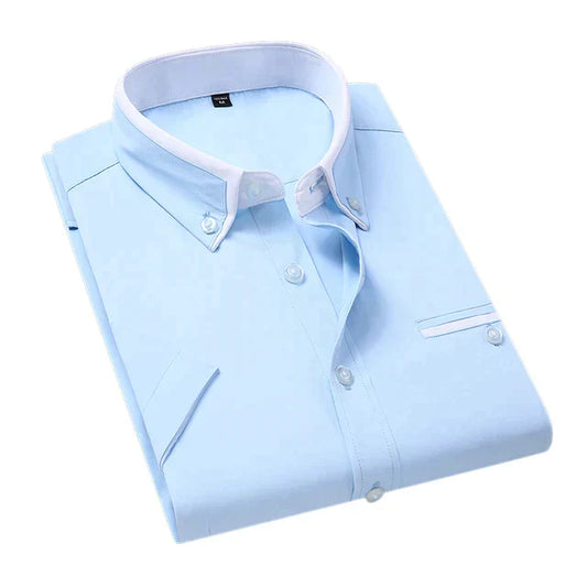 Thaddeus | Men's short sleeve shirt with contrast collar detail