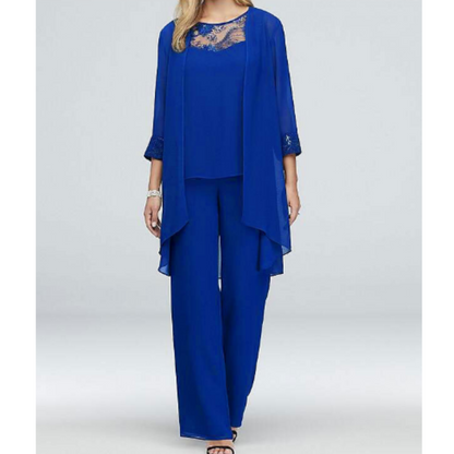Elmora | Women Three Piece Outfit Set with Long Sleeve Top and Loose Pants