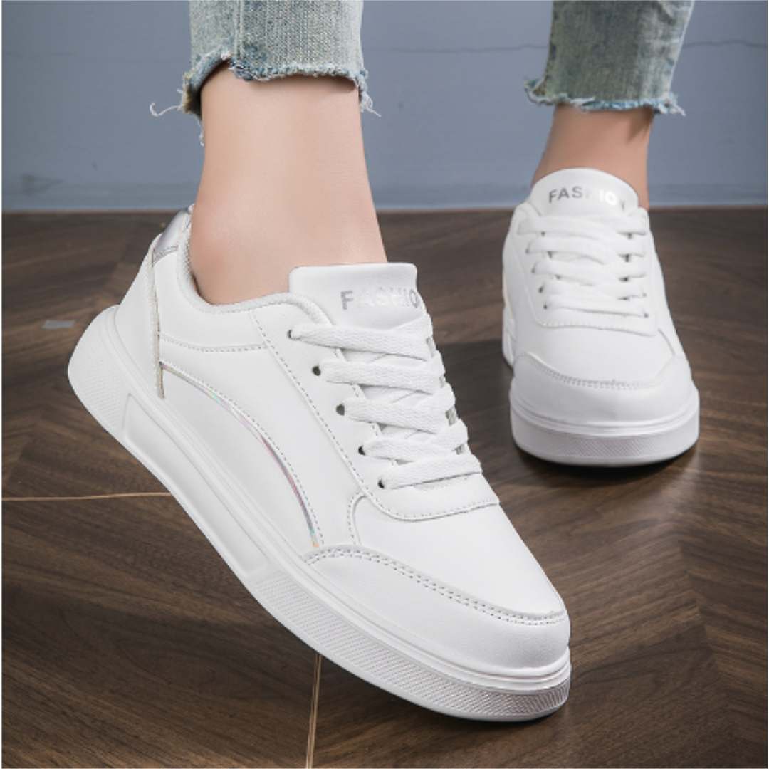 Zanviro | Women Lace Up Low Top Sneakers with Decorative Side Detail