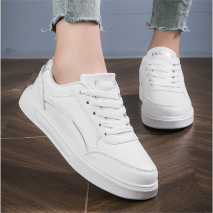 Zanviro | Women Lace Up Low Top Sneakers with Decorative Side Detail