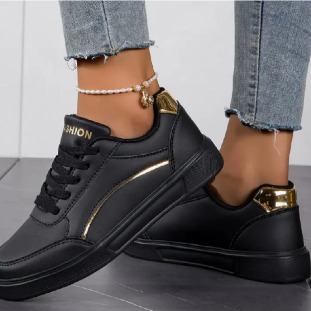 Zanviro | Women Lace Up Low Top Sneakers with Decorative Side Detail