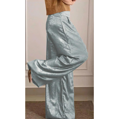 Alzena | Women Two Piece Set with Short Sleeve V Neck Top and Wide Leg Pants