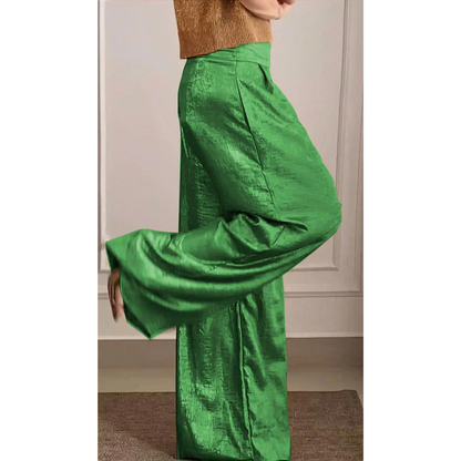 Alzena | Women Two Piece Set with Short Sleeve V Neck Top and Wide Leg Pants