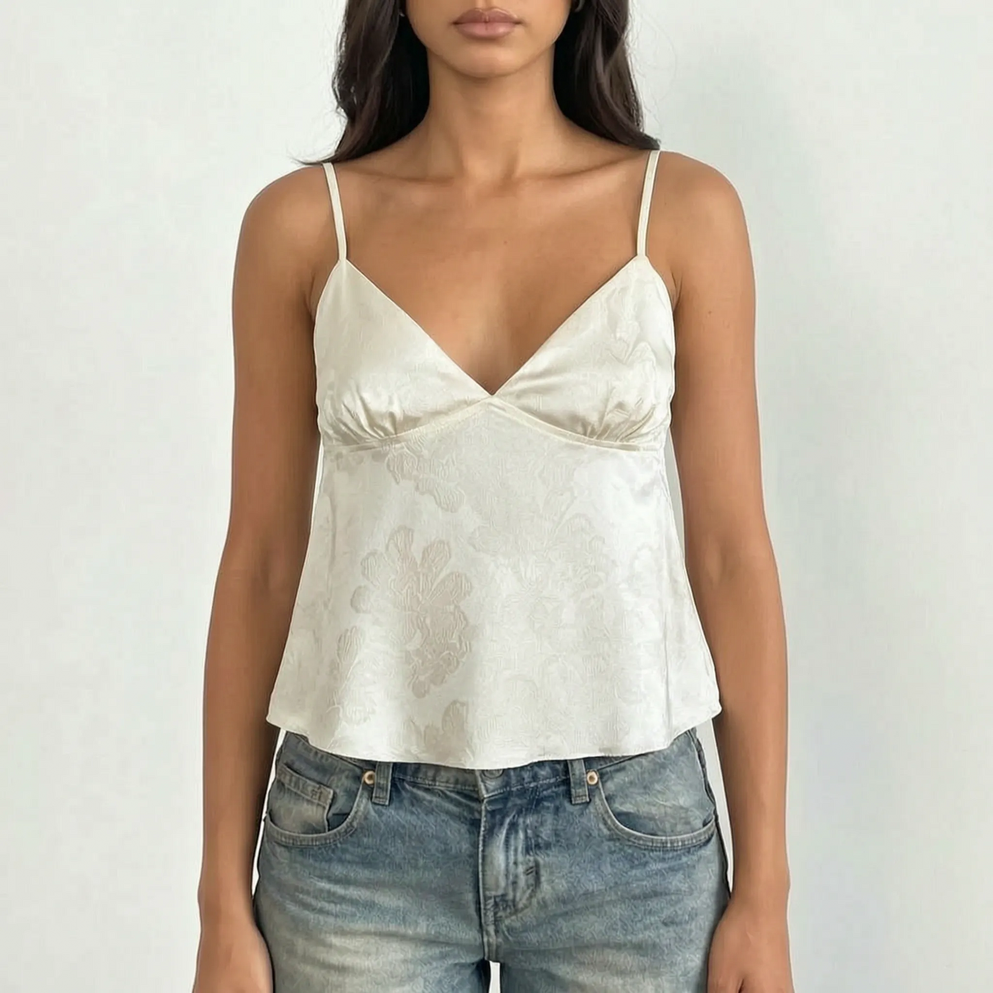 Nora | Satin Cami Top with V Neck