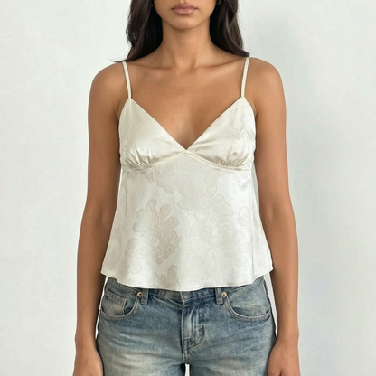 Nora | Satin Cami Top with V Neck