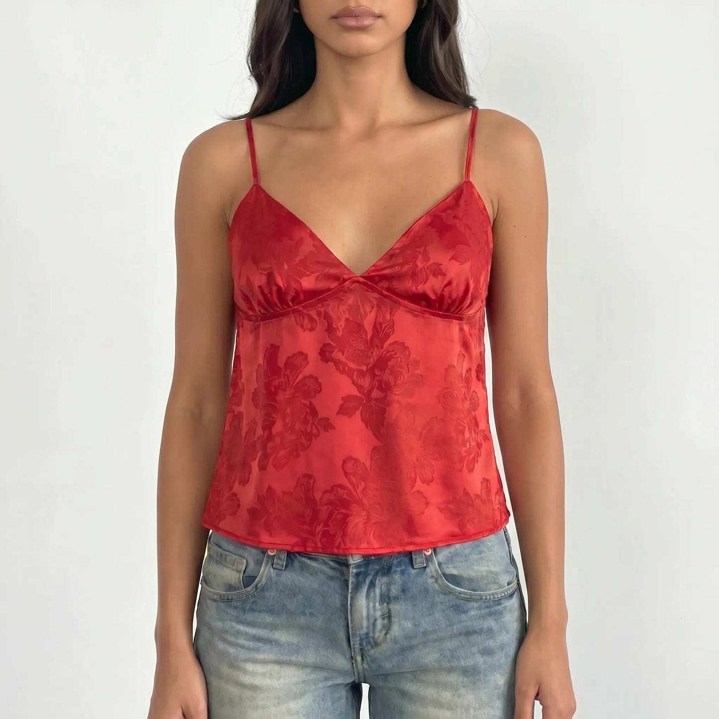 Nora | Satin Cami Top with V Neck