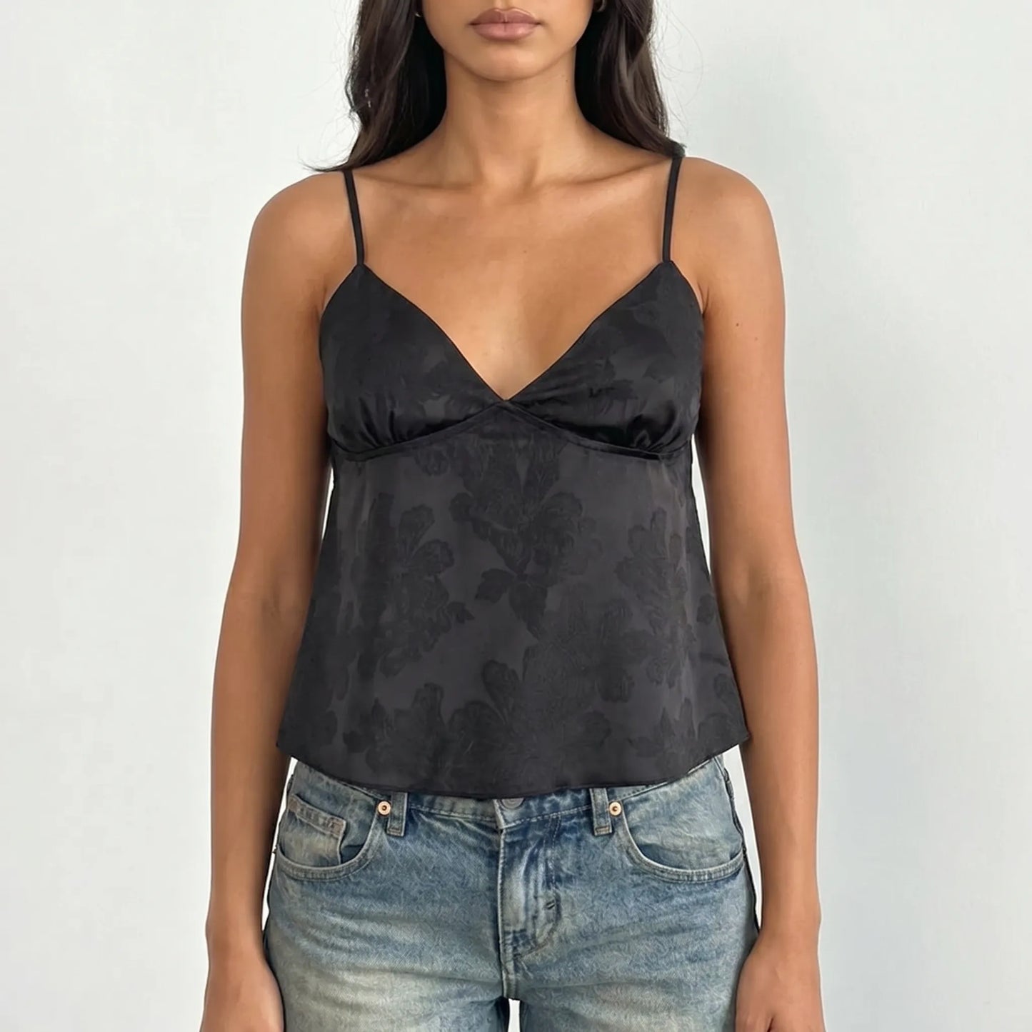 Nora | Satin Cami Top with V Neck