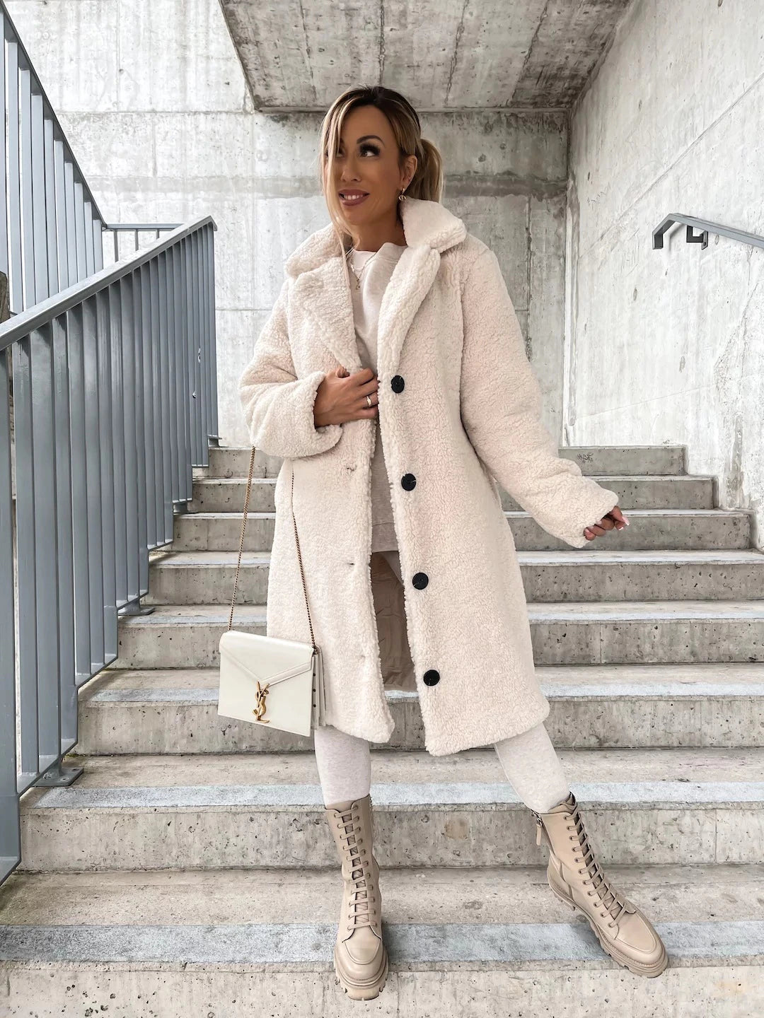 Emily | Long Wool Winter Coat with Button Closure