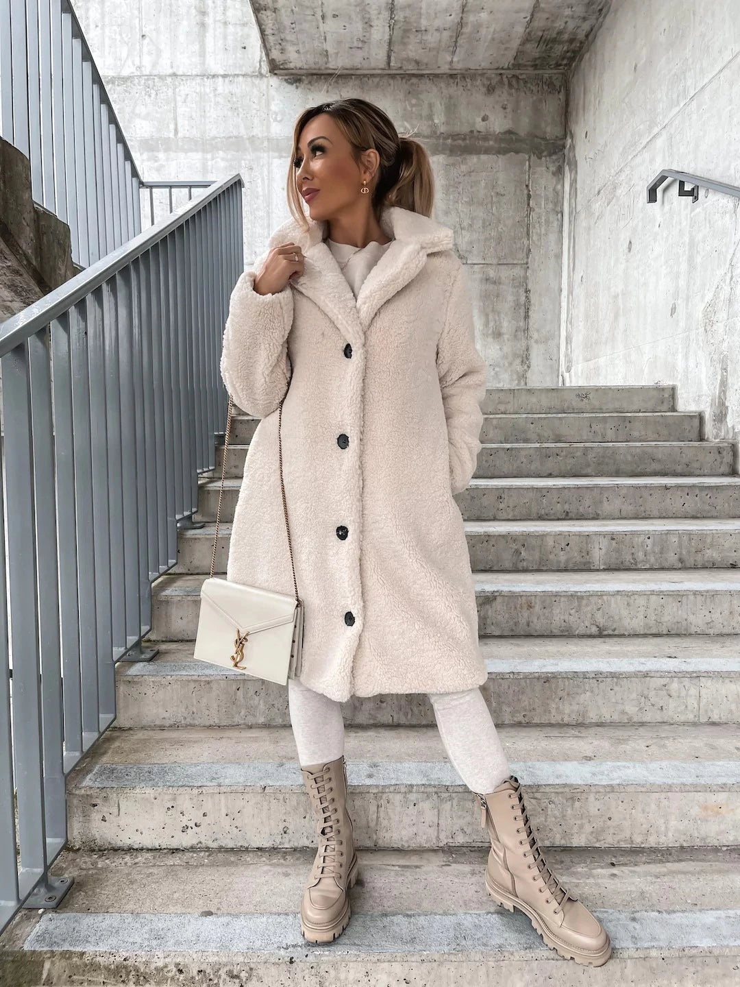 Emily | Long Wool Winter Coat with Button Closure