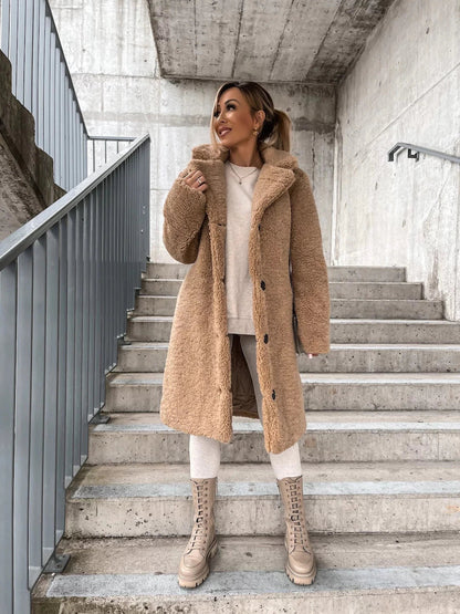 Emily | Long Wool Winter Coat with Button Closure