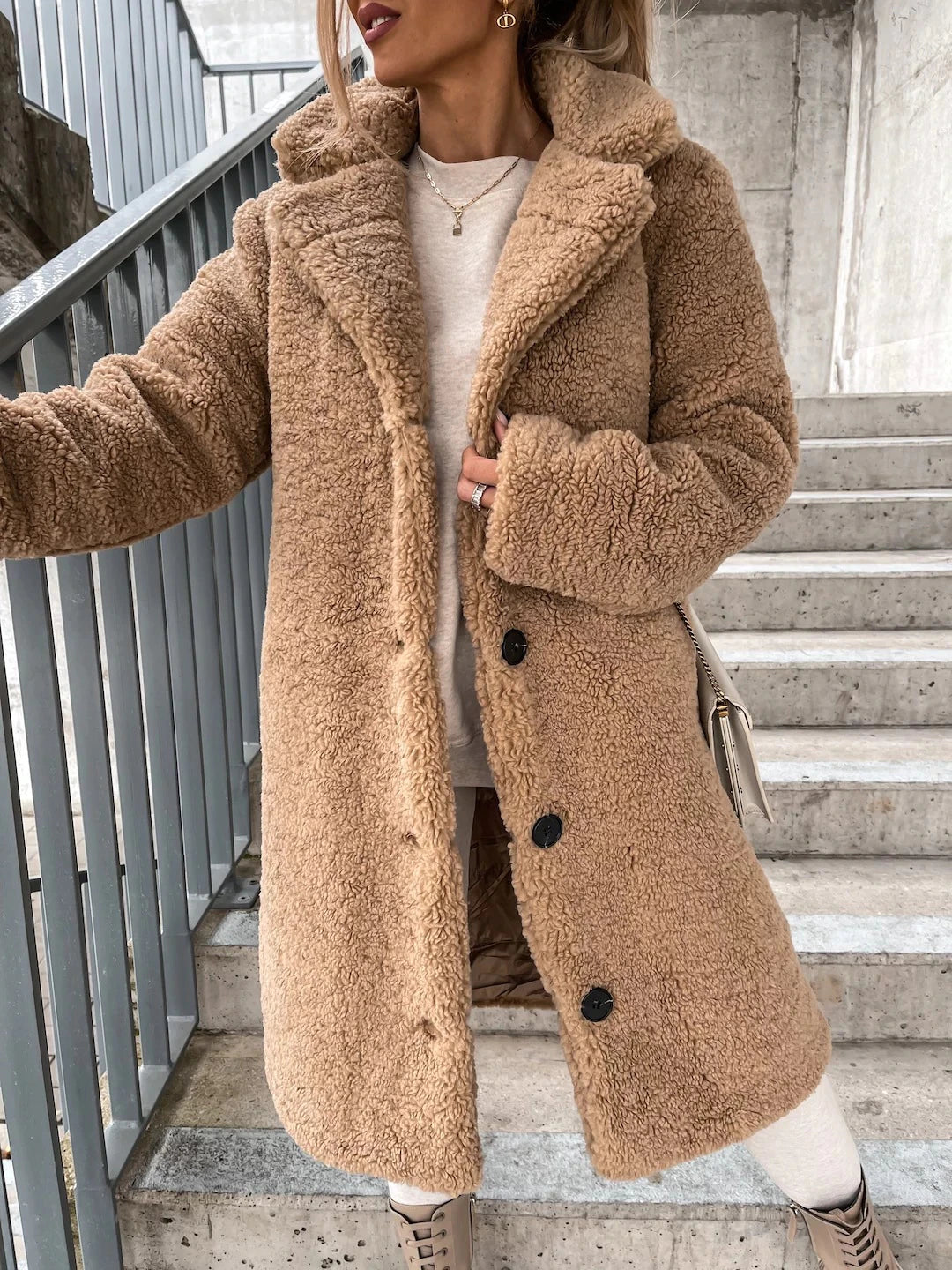 Emily | Long Wool Winter Coat with Button Closure