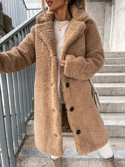 Emily | Long Wool Winter Coat with Button Closure