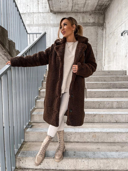 Emily | Long Wool Winter Coat with Button Closure
