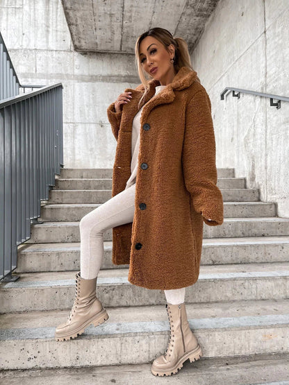 Emily | Long Wool Winter Coat with Button Closure