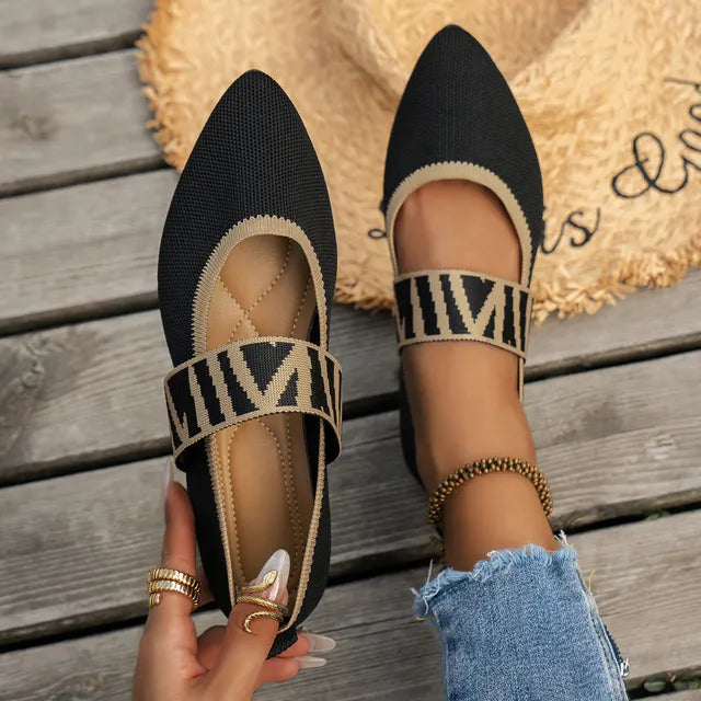 Zelmora | Women Pointed Toe Flat Shoes with Wide Strap Design