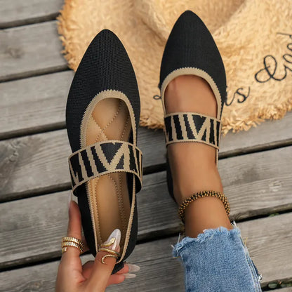 Zelmora | Women Pointed Toe Flat Shoes with Wide Strap Design