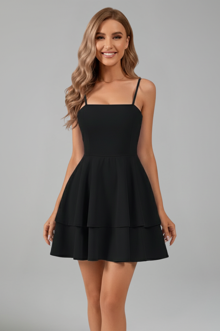 Elina | Women mini dress with spaghetti straps and flared skirt