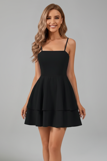 Elina | Women mini dress with spaghetti straps and flared skirt