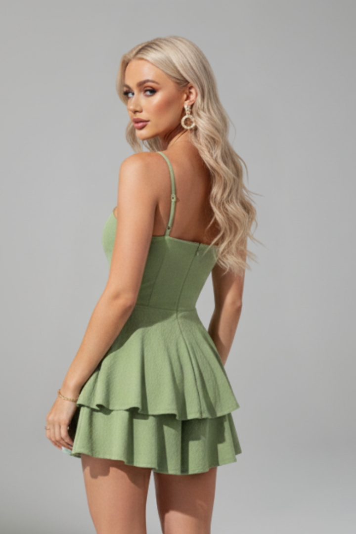 Elina | Women mini dress with spaghetti straps and flared skirt