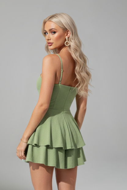 Elina | Women mini dress with spaghetti straps and flared skirt