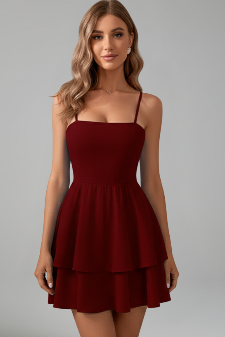 Elina | Women mini dress with spaghetti straps and flared skirt
