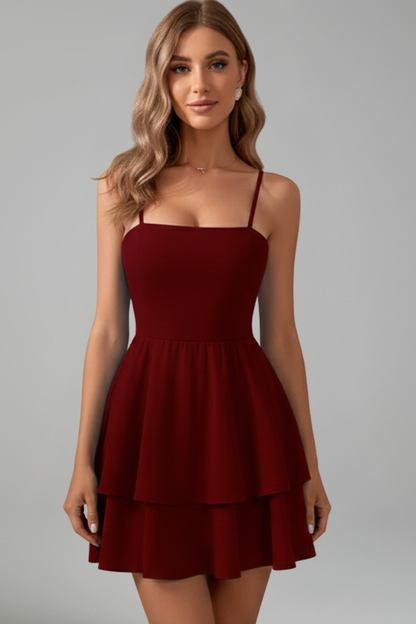 Elina | Women mini dress with spaghetti straps and flared skirt