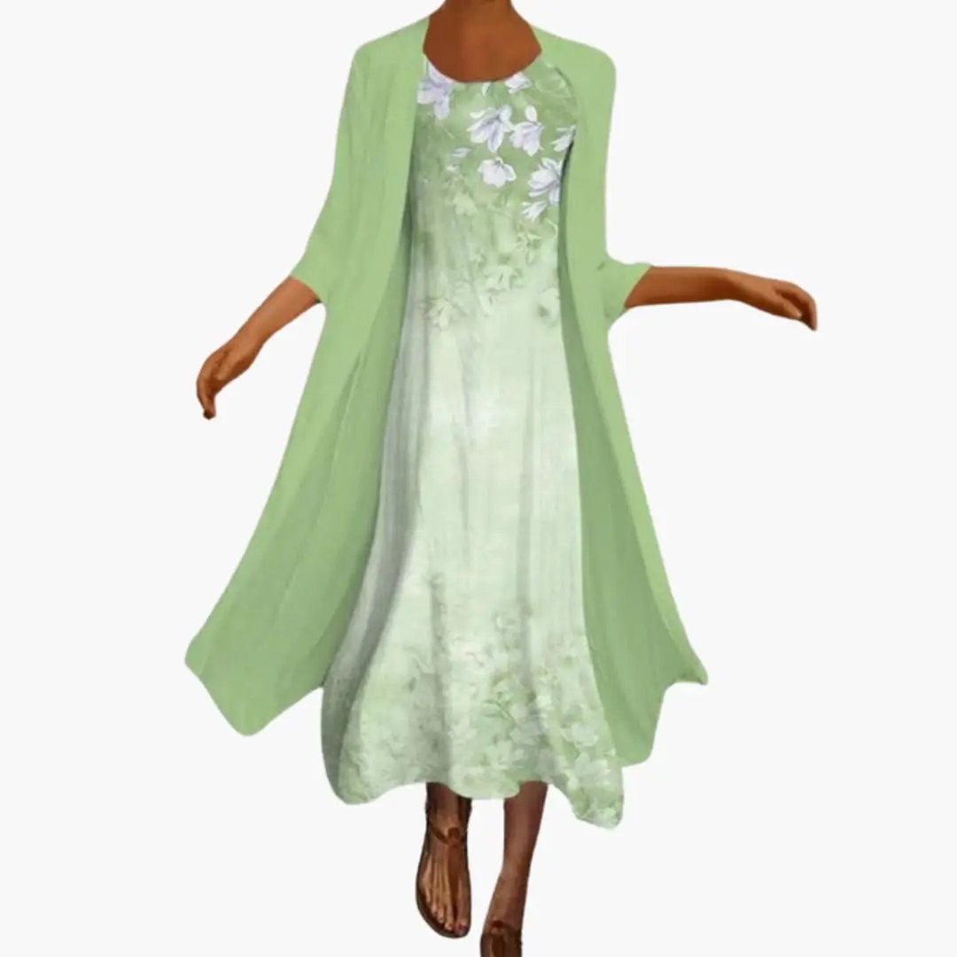 Clara | Women's floral maxi dress with open front cardigan set