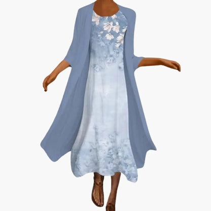 Clara | Women's floral maxi dress with open front cardigan set
