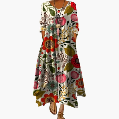 Eliza | Women's Long Sleeve Dress With Round Neckline And Pockets