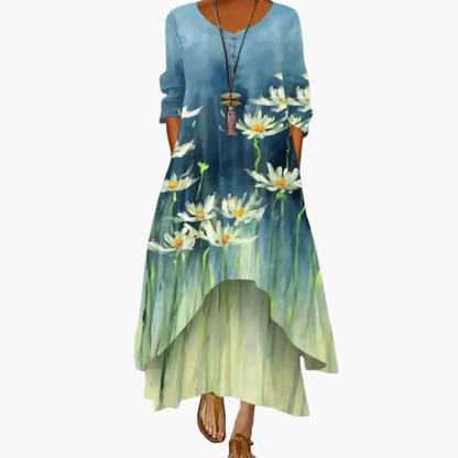 Eliza | Women's Long Sleeve Dress With Round Neckline And Pockets