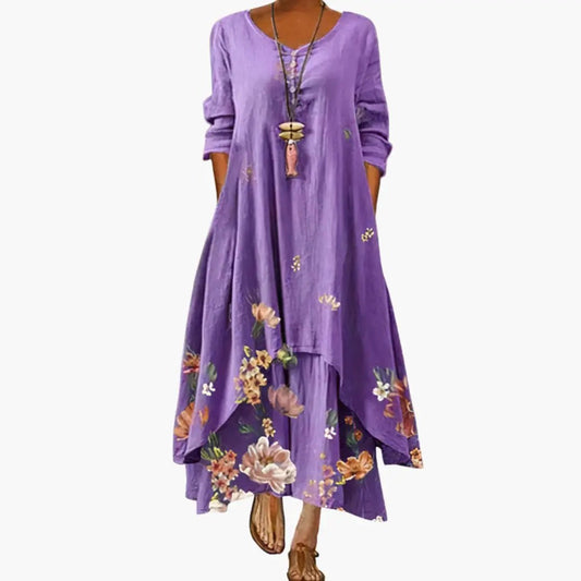 Eliza | Women's Long Sleeve Dress With Round Neckline And Pockets