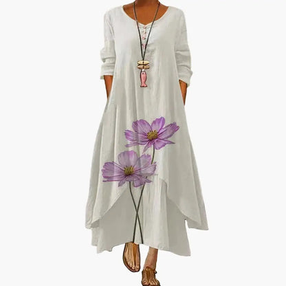 Eliza | Women's Long Sleeve Dress With Round Neckline And Pockets